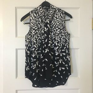 Black and White Ann Taylor sleeveless blouse